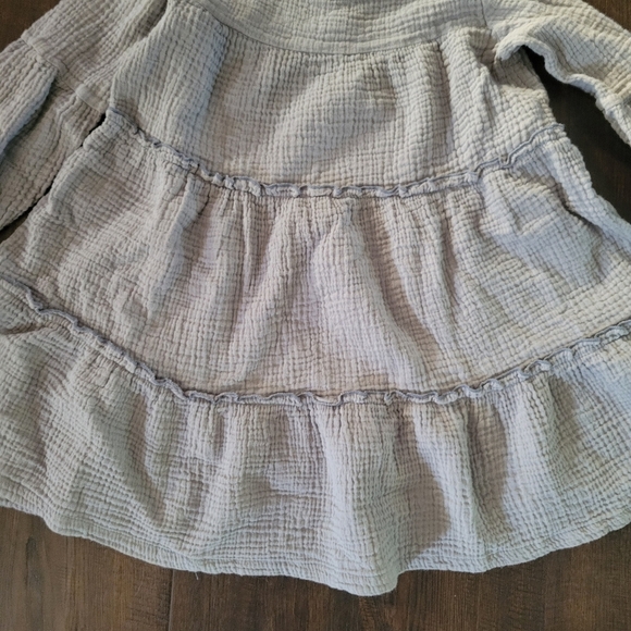 Minimalist Folk Co 100% Cotton Gauze Tiered Dress Blue Size 6 7 Years - Picture 2 of 4